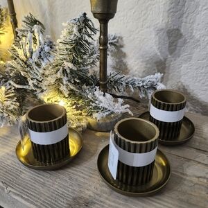 Lot of 3 NWT Hearth & Hand Brass Matchstick Holders